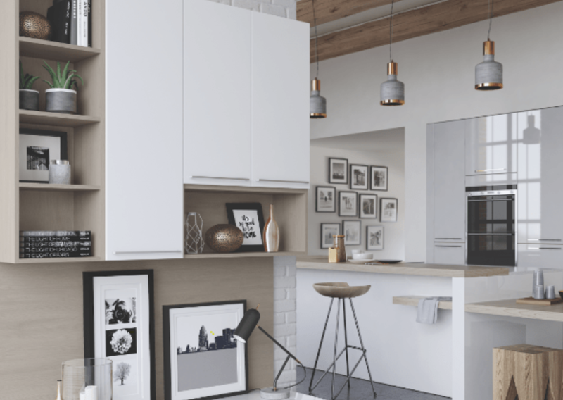 white-cabinets-with-open-display-shelving Where Door Replacement Ends and Other Trades Take Over - Not Included / Costed Separately